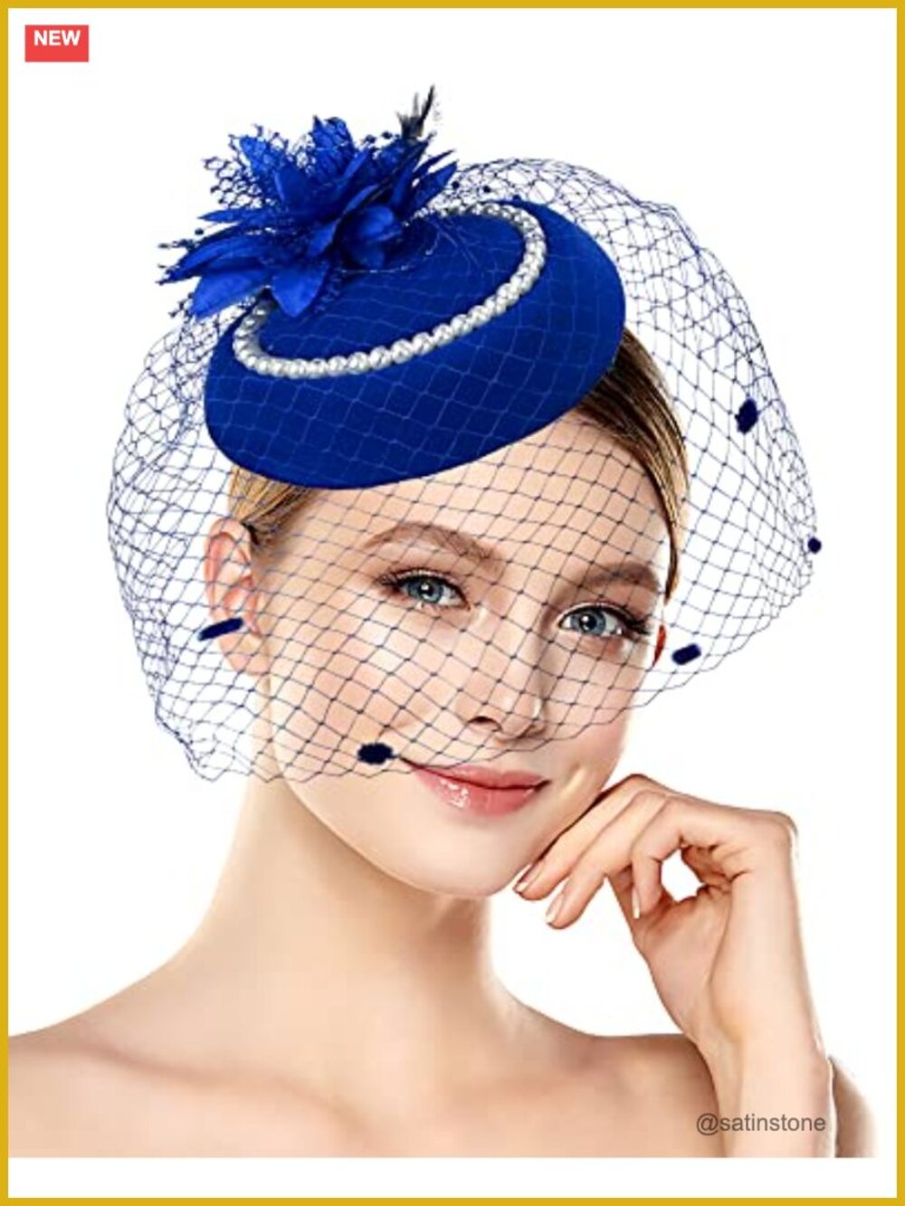 Vintage Pillbox Fascinator Hat with Veil Mesh Bow Feathers Retro Tea Party